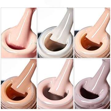 MEET ACROSS Nude Gel Nail Polish Set 6 Colors for Home Manicures