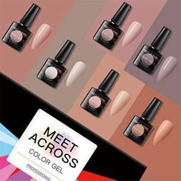 MEET ACROSS Nude Gel Nail Polish Set 6 Colors for Home Manicures