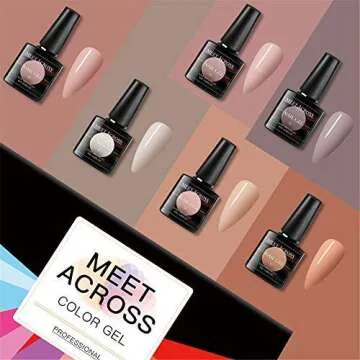 MEET ACROSS Nude Gel Nail Polish Set 6 Colors for Home Manicures