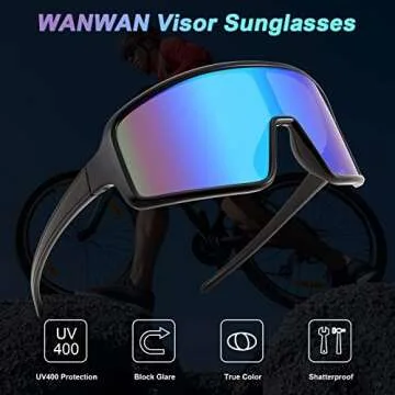 WANWAN Men and Women's Sunglasses, Cycling Sports Glasses 80s Baseball Glasses for Youth Kids Teens