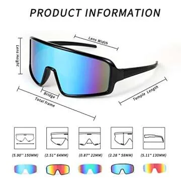 WANWAN Men and Women's Sunglasses, Cycling Sports Glasses 80s Baseball Glasses for Youth Kids Teens