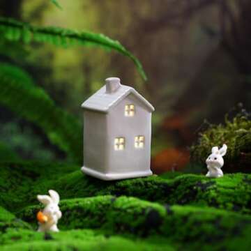 BQLQBQLQ White Christmas Village Houses,Ceramic Houses and Villages,White Ceramic Christmas Village Houses,with Built-in Led Lights,White Porcelain House Xmas Tabletop Scenes Decoration