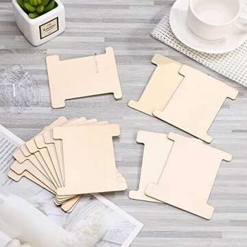 100 Pcs Flat Ribbon Organizer Set Including 50 Pcs Cardboard Ribbon Holder Spools Thread Yarn Floss Bobbin and 50 Pcs Plastic U Shape Folding Clips for Cross Stitch DIY Craft Sewing Storage