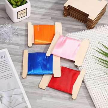100 Pcs Flat Ribbon Organizer Set Including 50 Pcs Cardboard Ribbon Holder Spools Thread Yarn Floss Bobbin and 50 Pcs Plastic U Shape Folding Clips for Cross Stitch DIY Craft Sewing Storage
