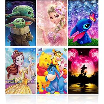 cupmod 6 Pack 5D Diamond Painting Kits for Adults, DIY Round Full Drill Diamond Painting Gem Art, Ca...