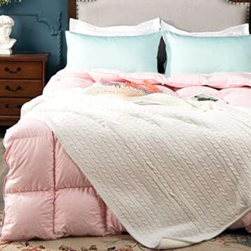 NTBAY Cotton Cable Knit Sherpa Throw Blanket for Couch (51"x67"), Soft Warm Fleece Knitted Throw for Bed, Sofa, Chair - Extra Cozy, Machine Washable, Comfortable Home Decor, White