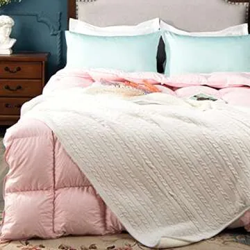 NTBAY Cotton Cable Knit Sherpa Throw Blanket for Couch (51"x67"), Soft Warm Fleece Knitted Throw for Bed, Sofa, Chair - Extra Cozy, Machine Washable, Comfortable Home Decor, White