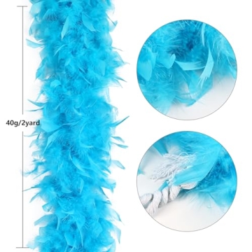 THARAHT Aqua Blue Feather Boa for Parties and Costumes