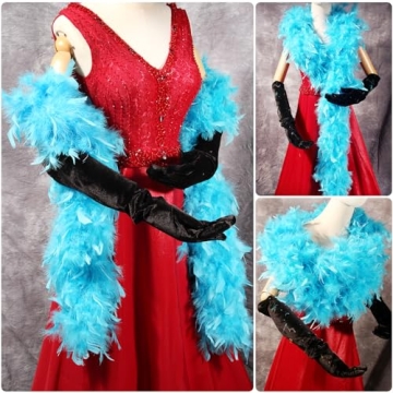 THARAHT Aqua Blue Feather Boa for Parties and Costumes