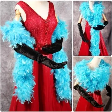 THARAHT Aqua Blue Feather Boa for Parties and Costumes
