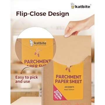 Katbite 200Pcs 12x16 In Unbleached Parchment Paper for Baking, Precut Parchment Paper Sheets, Heavy Duty Flat Baking Paper, Half Sheet Baking Sheets for Baking Cookies, Cooking, Air Fryer, Oven