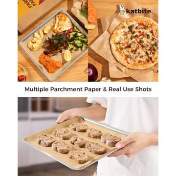 Katbite 200Pcs 12x16 In Unbleached Parchment Paper for Baking, Precut Parchment Paper Sheets, Heavy Duty Flat Baking Paper, Half Sheet Baking Sheets for Baking Cookies, Cooking, Air Fryer, Oven