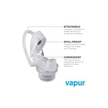 Vapur Collapsible Water Bottle With Carabiner, Compact Bottle Folds Flat For Hydration On The Go, Id...