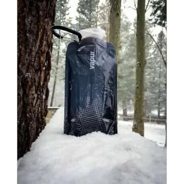 Vapur Collapsible Water Bottle With Carabiner, Compact Bottle Folds Flat For Hydration On The Go, Ideal for Traveling, Hiking or Camping, 16 Ounce, Cool Grey, Pack of 1