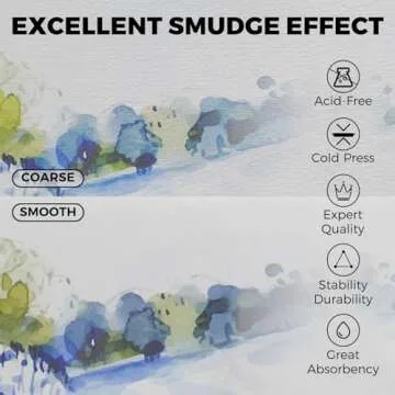 Funto Watercolor Journal, 8.5x5.5, 48 Pages, Cold-Pressed, Inner Paper Pocket and Elastic Band, Art Supplies for Mixed Media