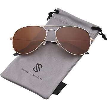 SOJOS Classic Aviator Polarized Sunglasses for Men Women Vintage Retro Style,Gold/Brown,62mm