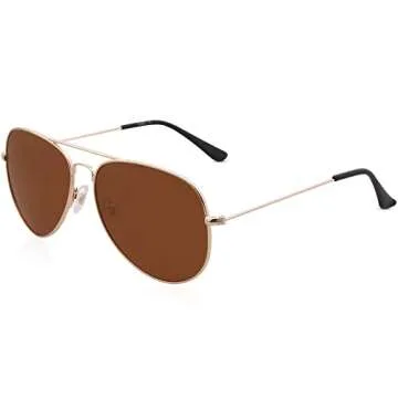 SOJOS Classic Aviator Polarized Sunglasses for Men Women Vintage Retro Style,Gold/Brown,62mm