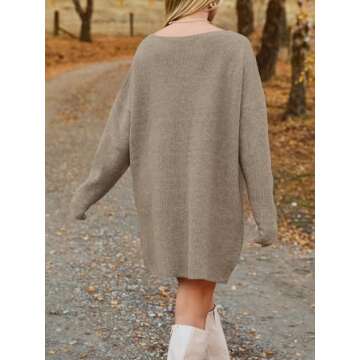 Oversized V Neck Sweater Dress for Women - Fashionable Comfort