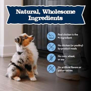 Blue Buffalo Baby Blue Natural Dry Food for Puppies, Healthy Growth Formula with DHA, Savory Chicken Recipe, 11-lb. Bag