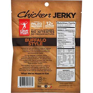 Caveman Foods Jerky Chicken Buffalo Flavour, 2.5 oz