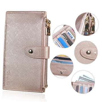 Travelambo Large RFID Wallet for Women with Zipper Pocket