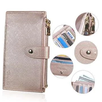 Travelambo Large RFID Wallet for Women with Zipper Pocket