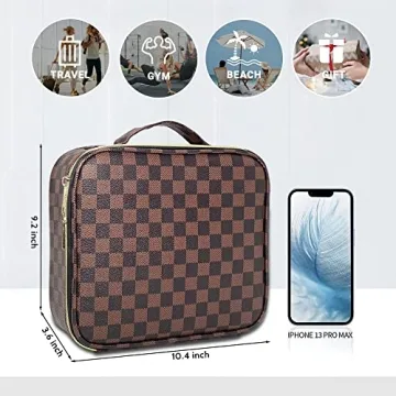 WIRIBEY Checkered Makeup Bag - Stylish Travel Organizer