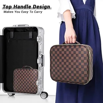 WIRIBEY Checkered Makeup Bag - Stylish Travel Organizer