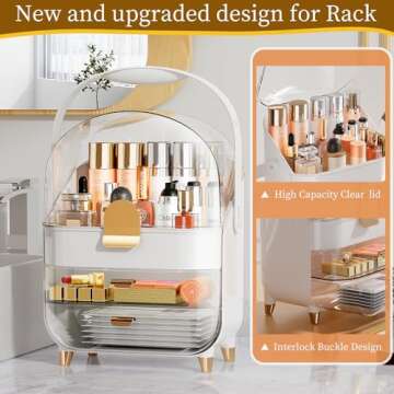 Makeup Organizer, Skincare Holder Bathroom Counter Organizer, Storage Box Cosmetic Display Cases, Te...