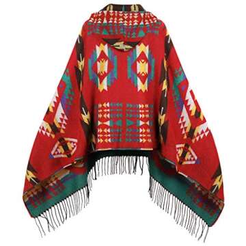 Uyuni Women's Bohemian Casual Shawl Poncho with Fringe Design