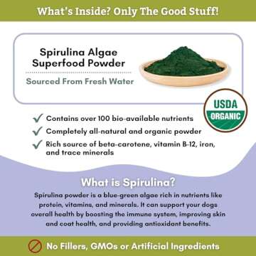 Wholistic Pet Organics Spirulina Powder Organic for Dogs Super Greens Powder Seasonal Allergy Suppor...