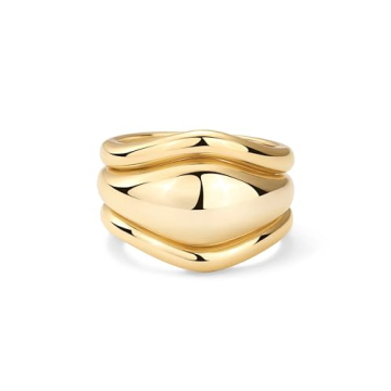 PAVOI Stylish Stackable Rings Set | 14K Gold Plated Bands
