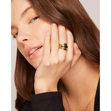 PAVOI Stylish Stackable Rings Set | 14K Gold Plated Bands