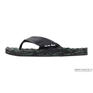 Rainbow Sandals Men's Rubber Single Layer Holoholo, Black Green, Men's 7
