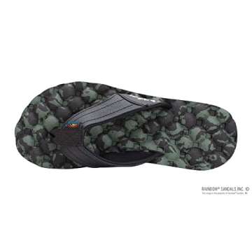 Rainbow Sandals Men's Rubber Single Layer Holoholo, Black Green, Men's 7