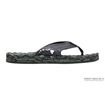 Rainbow Sandals Men's Rubber Single Layer Holoholo, Black Green, Men's 7