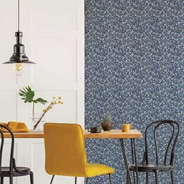 Tempaper x She She Flamboyan Blue Removable Peel and Stick Wallpaper, 20.5 in X 16.5 ft, Made in The USA, Bloom