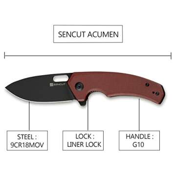 SENCUT Acumen Small Pocket Knife for EDC Hiking Camping