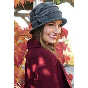 Fleece Flower Cloche Hat for Women Best Chemo Headwear Grey