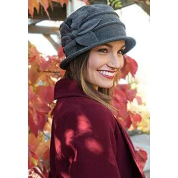 Fleece Flower Cloche Hat for Women Best Chemo Headwear Grey