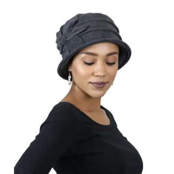 Fleece Flower Cloche Hat for Women Best Chemo Headwear Grey