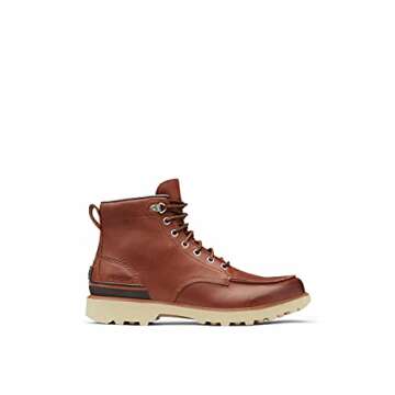 Sorel Men's Caribou Moc WP Boot — Dark Caramel, Oatmeal — Waterproof Leather Rain Boots — Size 15