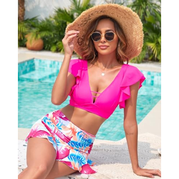 Pfreesea High Waisted Tankini Swimsuit for Women