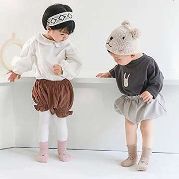 BEHELE Baby Non Slip Socks Toddler Non-Skid Ankle Socks with Grips Anti-Slip Crew Cotton Socks for Infants Toddlers Girls Boys (0-12 Months)