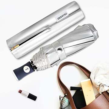 FDJASGY Silver Coating Layer Fabric Blocking UV 99.9% Sun Umbrella Compact Folding Travel Umbrella A...