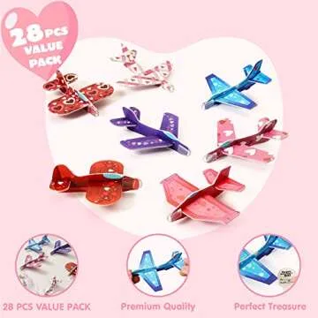 JOYIN 28 Pack Foam Airplanes and Valentine's Cards