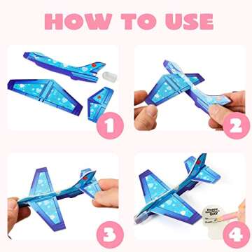 JOYIN 28 Pack Valentine's Day Greeting Cards with Foam Airplanes, Colorful Heart Animal Designs with Punchlines, Classroom Exchange Party Favors, School Gift Exchange Prizes