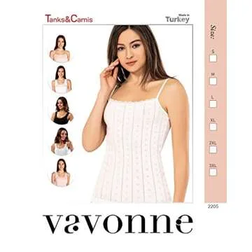 VAVONNE Camisole for Women, All Cotton, Airy Soft Comfy Tank Tops Cami Undershirt (Off-White/Pointelle, Small)