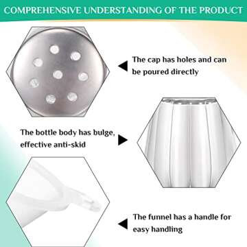 Potchen 12 Pcs Cube Shape Mini Salt and Pepper Shakers Bulk 0.5 oz Small Cube Glass Spice Shaker with Plastic Mini Funnels for Wedding Kitchen Restaurant Travel Camp Party (Silver)