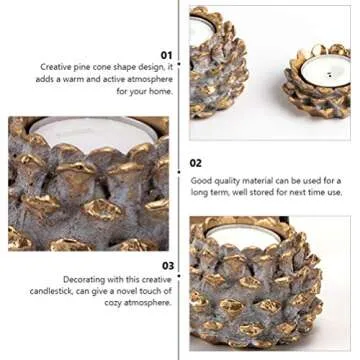PRETYZOOM Votive Candle Holders Pine Cone Candle Holder Vintage Incense Holder Dinner Table Centerpiece for Dinner Wedding Parties Home Decor Household 2Pcs